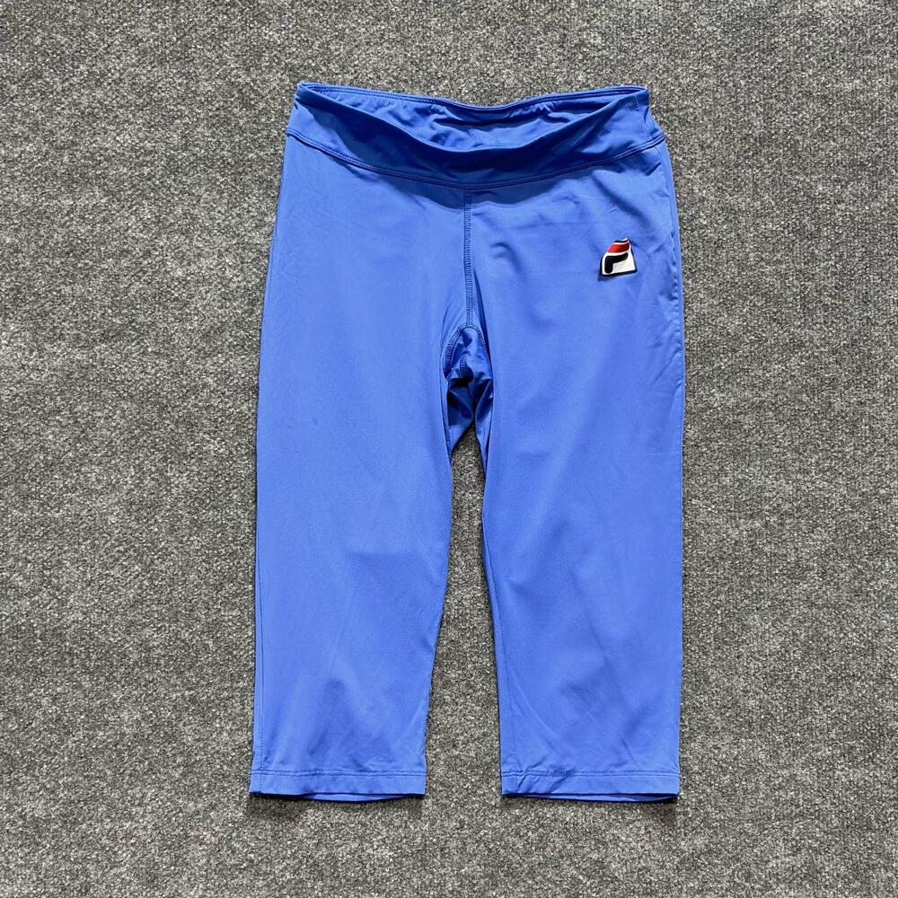FILA Leggings Womens Small Blue Solid Capri Yoga Pants Stretch Activewear